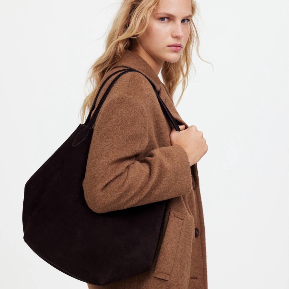 Madewell dark brown suede shopper tote bag
